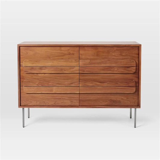 Mid-Century Six Drawers Dresser with Metal Leg