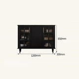 Black Sideboard Cabinet with Glass Doors