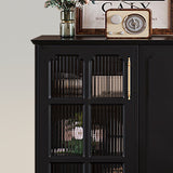 Black Sideboard Cabinet with Glass Doors