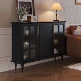 Black Sideboard Cabinet with Glass Doors