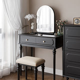 Black Vanity Set with LED Mirror and Cushioned Stool