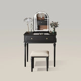 Black Vanity Set with LED Mirror and Cushioned Stool