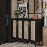 Free-standing Rattan Shoe Storage Cabinet