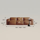 Modular Brown Leather Sofa - 3 Seater