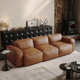 Modular Brown Leather Sofa - 3 Seater