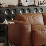 Modular Brown Leather Sofa - 3 Seater