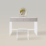 Modern Makeup Vanity Table Set with Mirror and Transparent Legs