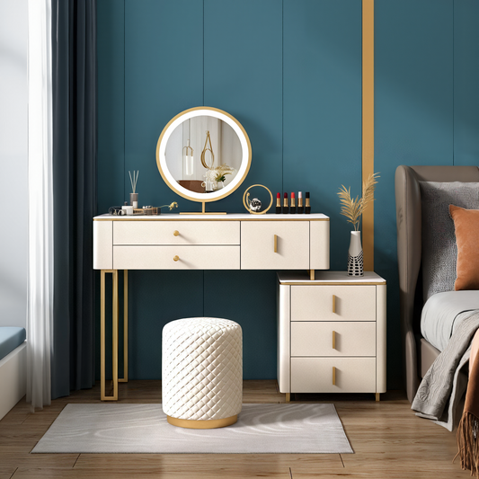 Makeup Vanity Table with 6 Solid Wood Drawers