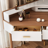 Corner Makeup Vanity Table with 5 Drawers