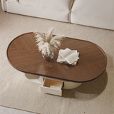 Modern Wood Oval Coffee Table for Livingroom