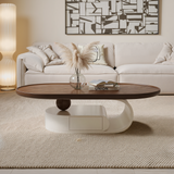 Modern Wood Oval Coffee Table for Livingroom