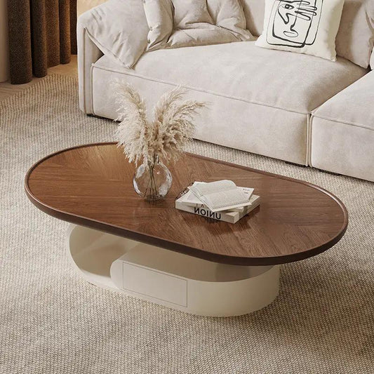 Modern Wood Oval Coffee Table for Livingroom