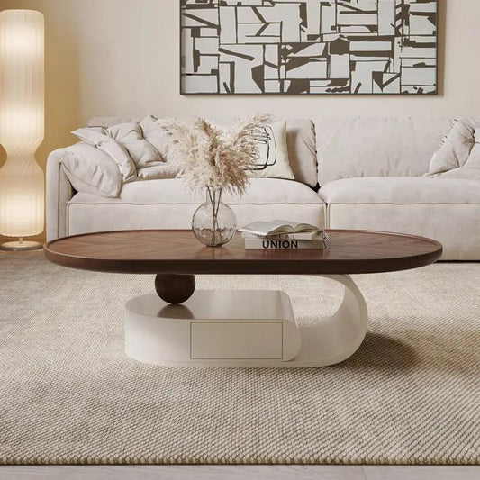 Modern Wood Oval Coffee Table for Livingroom