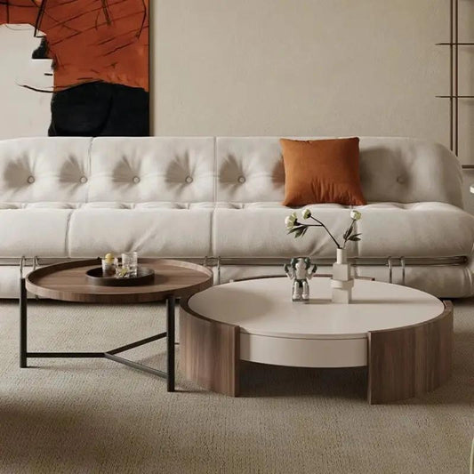 Modern Style Round Coffee Table with Storage