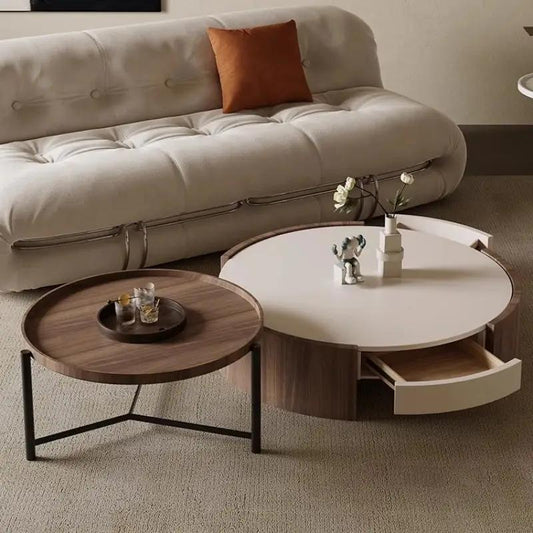 Modern Style Round Coffee Table with Storage