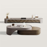 Modern Wood TV Stand and Coffee Table Set