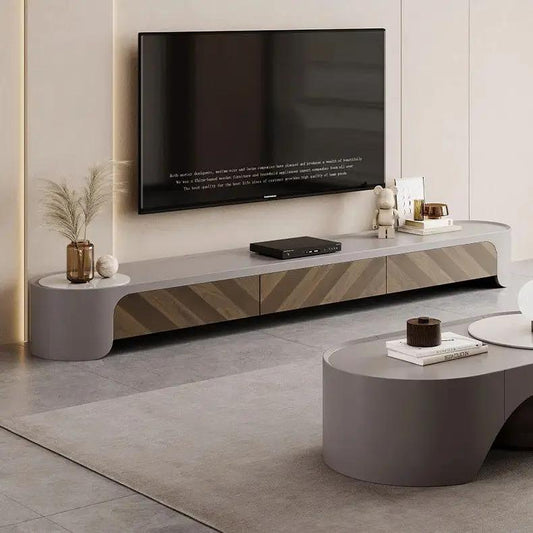 Modern Wood TV Stand and Coffee Table Set