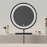 Modern Makeup Vanity with Marble Countertop and Lighted Mirror