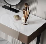 Modern Makeup Vanity with Marble Countertop and Lighted Mirror