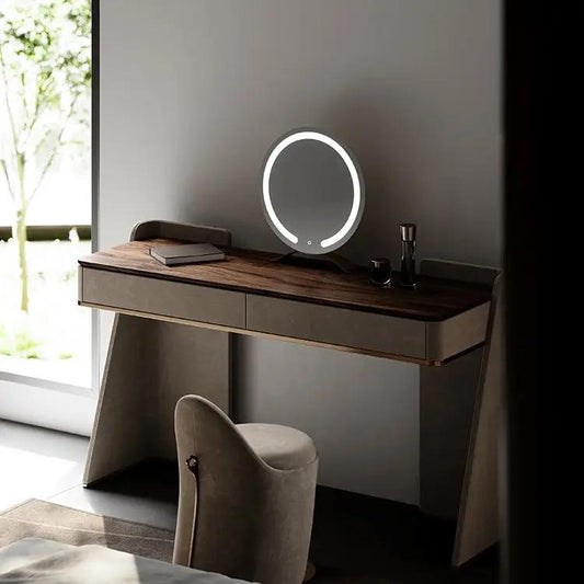 Modern Minimalist Makeup Vanity Table with 2 Drawers and Mirror