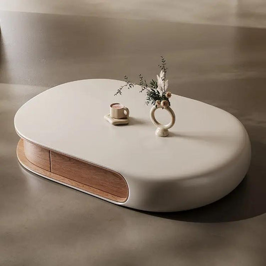 Modern Pebble Curved Coffee Table with Storage