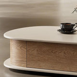 Modern Pebble Curved Coffee Table with Storage