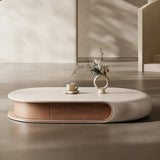 Modern Pebble Curved Coffee Table with Storage