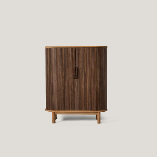 Mid-Century Modern Shoe Storage Cabinet with Sliding Doors