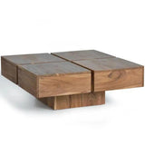 Square Coffee Table with Storage for Living Room