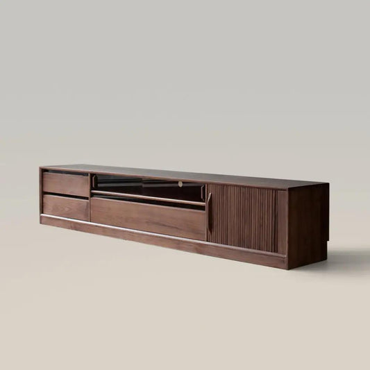 Modern Walnut TV Stand Media Console with Drawers