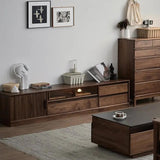 Modern Walnut TV Stand Media Console with Drawers