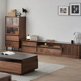 Modern Walnut TV Stand Media Console with Drawers