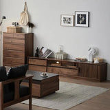 Modern Walnut TV Stand Media Console with Drawers