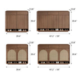 Rattan Solid Wood Shoe Cabinet Storage