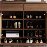 Rattan Solid Wood Shoe Cabinet Storage