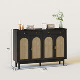 Retro Rattan Entryway Shoe Storage Cabinet