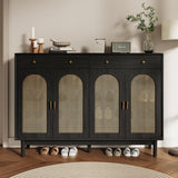 Retro Rattan Entryway Shoe Storage Cabinet