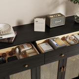 Retro Rattan Entryway Shoe Storage Cabinet
