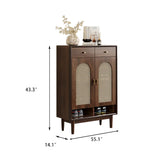 Brown Solid Wood Shoe Storage Cabinet