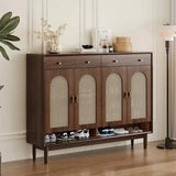 Brown Solid Wood Shoe Storage Cabinet