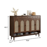 Brown Solid Wood Shoe Storage Cabinet