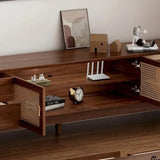 Modern Rattan Wood TV Stand with Storage