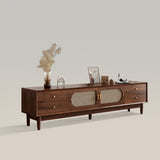 Modern Rattan Wood TV Stand with Storage