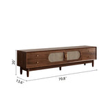 Modern Rattan Wood TV Stand with Storage