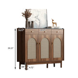 Freestanding Rattan Shoe Cabinet for Storage