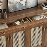 Freestanding Rattan Shoe Cabinet for Storage