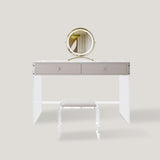 Modern Makeup Vanity Table Set with Mirror and Transparent Legs