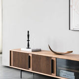 Modern Sleek Curved TV Stand with Waveform Panel