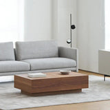 Modern Minimalist Sliding Coffee Table with Hidden Storage