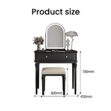 Black Vanity Set with LED Mirror and Cushioned Stool